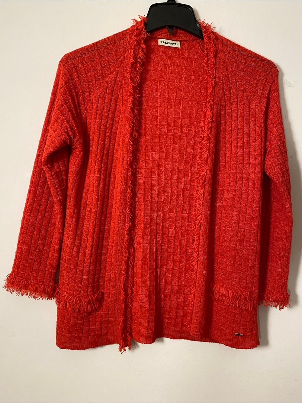 MCM Open-Front Fringe-Trim Cardigan - Red